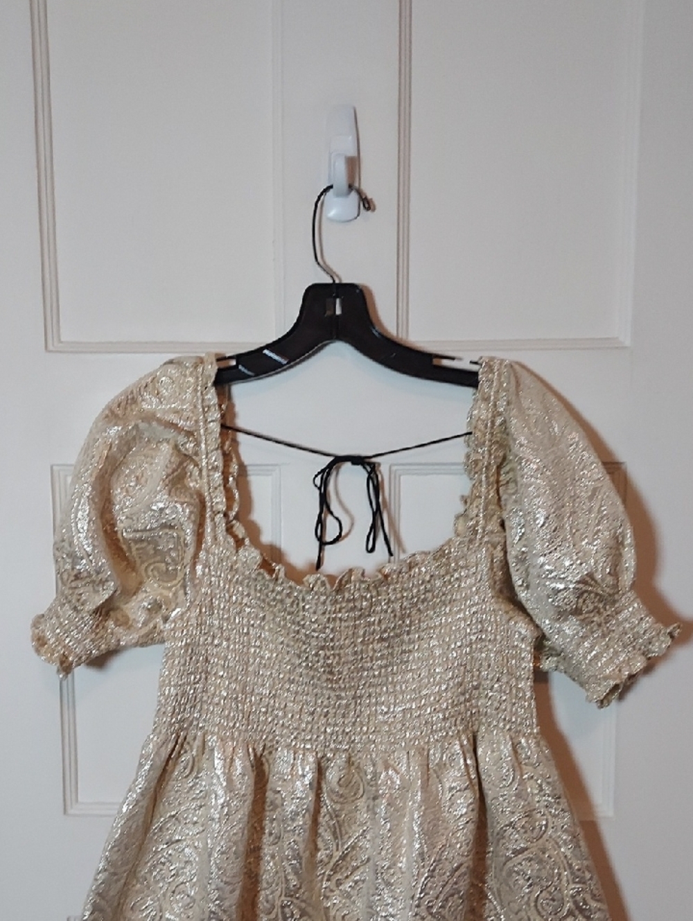 Hill House Home Athena Nap Dress in Gold Brocade Size Medium - Picture 5 of 16